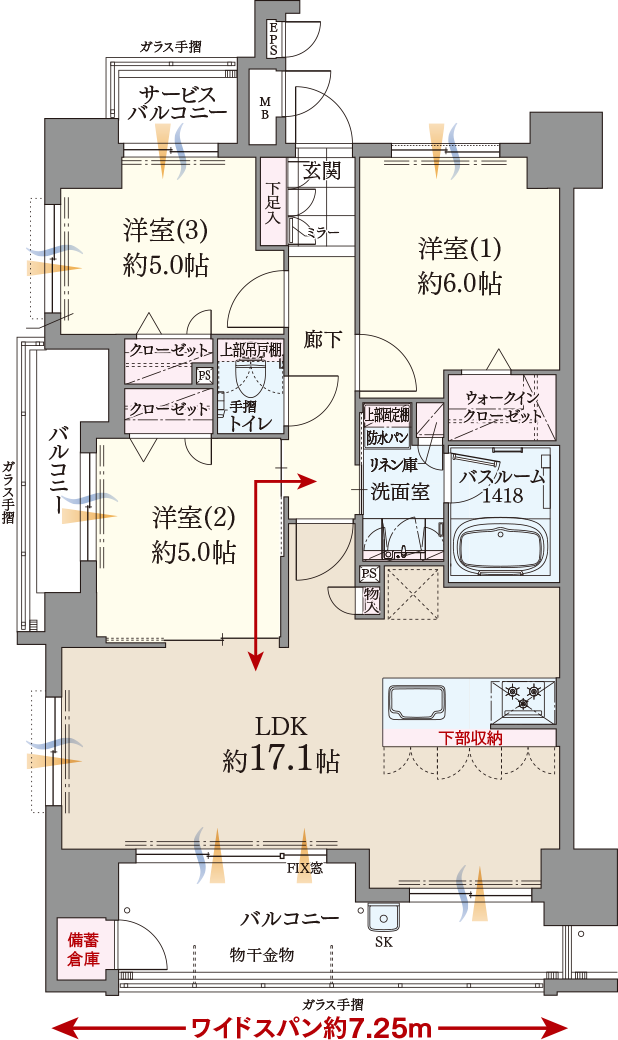 ファーネスト博多ルシエWEST Aタイプ間取り image