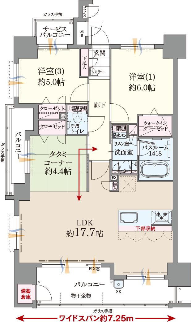 ファーネスト博多ルシエWEST Aタイプ間取り image