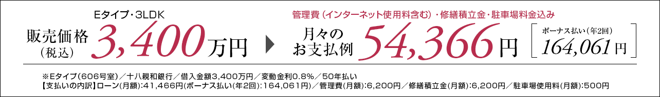 Eタイプ606号室お支払い例