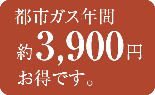 都市ガス年間約3,900円お得です。